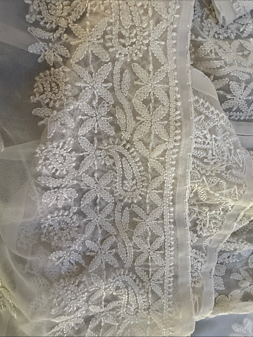 Sheer White Embroidered Button-Front Robe Cover-Up - Picture 13 of 16